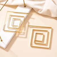 1 Pair Exaggerated Square Plating Alloy Gold Plated Hoop Earrings main image 3