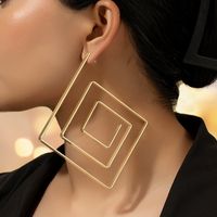 1 Pair Exaggerated Square Plating Alloy Gold Plated Hoop Earrings main image 7