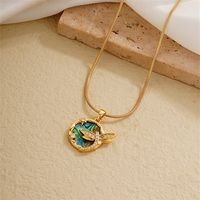 Wholesale IG Style Vintage Style Round Starry Sky 304 Stainless Steel Copper Plating Inlay K Gold Plated Zircon Charms Necklace main image 4
