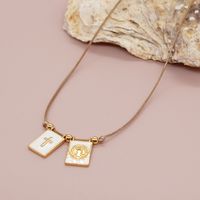 Elegant Classical Simple Style Portrait Cross Heart Shape Copper Plating Inlay Shell 18k Gold Plated Pendant Necklace sku image 6