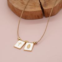 Elegant Classical Simple Style Portrait Cross Heart Shape Copper Plating Inlay Shell 18k Gold Plated Pendant Necklace sku image 2