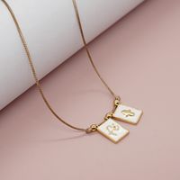 Elegant Classical Simple Style Portrait Cross Heart Shape Copper Plating Inlay Shell 18k Gold Plated Pendant Necklace sku image 5