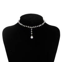Simple Style Geometric Alloy Plating Inlay Artificial Crystal Artificial Pearls Women's Choker main image 6