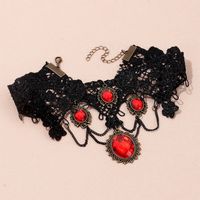 Glam Retro Oval Alloy Lace Chain Inlay Zircon Women's Rings Earrings Necklace main image 5