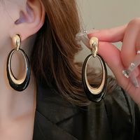 1 Pair Lady Oval Alloy Drop Earrings sku image 1