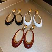 1 Pair Lady Oval Alloy Drop Earrings main image 2