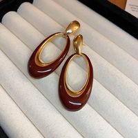 1 Pair Lady Oval Alloy Drop Earrings sku image 2