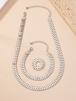 Elegant Simple Style Grain Ferroalloy Women's Rings Bracelets Necklace sku image 1