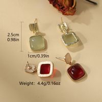 1 Pair Elegant Classical Square Plating Inlay Alloy Glass 14k Gold Plated Drop Earrings main image 2
