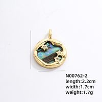 Wholesale IG Style Vintage Style Round Starry Sky 304 Stainless Steel Copper Plating Inlay K Gold Plated Zircon Charms Necklace sku image 6