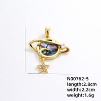 Wholesale IG Style Vintage Style Round Starry Sky 304 Stainless Steel Copper Plating Inlay K Gold Plated Zircon Charms Necklace sku image 8