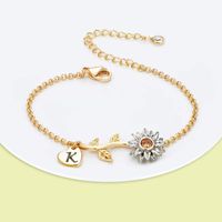 Simple Style Sunflower Bee Copper Plating Rose Gold Plated Bracelets main image 6