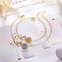 Simple Style Sunflower Bee Copper Plating Rose Gold Plated Bracelets main image 1