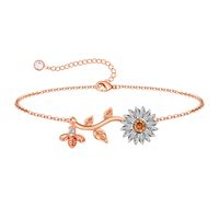 Simple Style Sunflower Bee Copper Plating Rose Gold Plated Bracelets main image 4