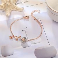 Simple Style Sunflower Bee Copper Plating Rose Gold Plated Bracelets main image 5