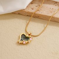 Wholesale IG Style Vintage Style Starry Sky Heart Shape Butterfly 304 Stainless Steel Copper Plating Inlay K Gold Plated Zircon Charms Necklace main image 3