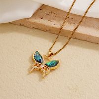 Wholesale IG Style Vintage Style Starry Sky Heart Shape Butterfly 304 Stainless Steel Copper Plating Inlay K Gold Plated Zircon Charms Necklace main image 5
