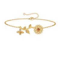 Simple Style Sunflower Bee Copper Plating Rose Gold Plated Bracelets sku image 2