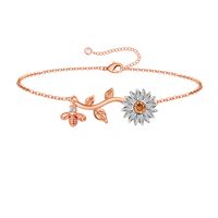 Simple Style Sunflower Bee Copper Plating Rose Gold Plated Bracelets sku image 1