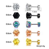 1 Set Simple Style Round Plating Inlay Stainless Steel Zircon Gold Plated Ear Studs main image 2
