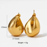 1 Pair Lady Classic Style Water Droplets Pea Plating 304 Stainless Steel 16K Gold Plated White Gold Plated Gold Plated Ear Studs main image 2