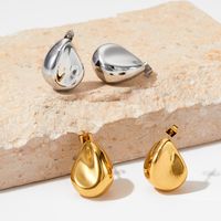 1 Pair Lady Classic Style Water Droplets Pea Plating 304 Stainless Steel 16K Gold Plated White Gold Plated Gold Plated Ear Studs main image 1