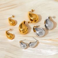 1 Pair Simple Style Water Droplets Plating 304 Stainless Steel 16K Gold Plated White Gold Plated Gold Plated Ear Studs main image 1
