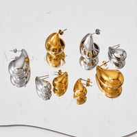 1 Pair Simple Style Water Droplets Plating 304 Stainless Steel 16K Gold Plated White Gold Plated Gold Plated Ear Studs main image 6