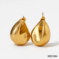 1 Pair Lady Classic Style Water Droplets Pea Plating 304 Stainless Steel 16K Gold Plated White Gold Plated Gold Plated Ear Studs sku image 1