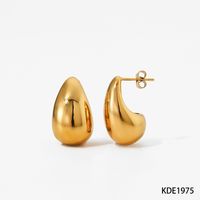 1 Pair Simple Style Water Droplets Plating 304 Stainless Steel 16K Gold Plated White Gold Plated Gold Plated Ear Studs sku image 1