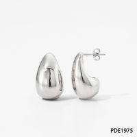 1 Pair Simple Style Water Droplets Plating 304 Stainless Steel 16K Gold Plated White Gold Plated Gold Plated Ear Studs sku image 2