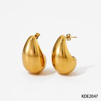 1 Pair Simple Style Water Droplets Plating 304 Stainless Steel 16K Gold Plated White Gold Plated Gold Plated Ear Studs sku image 3