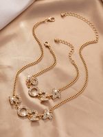 Elegant Luxurious Number Ferroalloy Plating Inlay Rhinestones Gold Plated Women's Bracelets Necklace main image 5