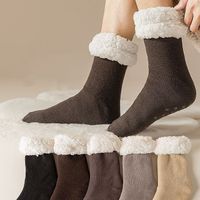 Men's Casual Solid Color Cotton Fleece Crew Socks A Pair main image 1