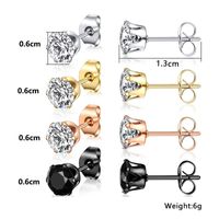 1 Set Simple Style Round Plating Inlay Stainless Steel Zircon Gold Plated Ear Studs sku image 1
