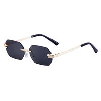 Business Retro Solid Color Pc Square Frameless Men's Sunglasses main image 4