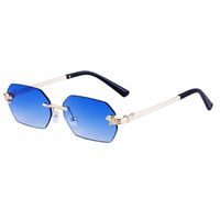 Business Retro Solid Color Pc Square Frameless Men's Sunglasses main image 5