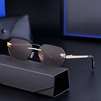 Business Retro Solid Color Pc Square Frameless Men's Sunglasses main image 3