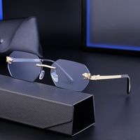 Business Retro Solid Color Pc Square Frameless Men's Sunglasses main image 11