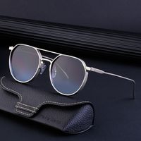 Retro Fashion Solid Color Pc Oval Frame Full Frame Men's Sunglasses main image 2