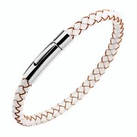 Simple Style Solid Color Stainless Steel Leather Knitting Women's Wristband sku image 2