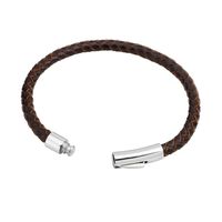 Simple Style Solid Color Stainless Steel Leather Knitting Women's Wristband main image 9
