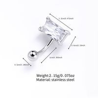 Sexy Square Stainless Steel Zircon Belly Ring In Bulk main image 1