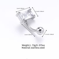 Sexy Square Stainless Steel Zircon Belly Ring In Bulk main image 2