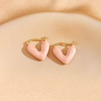 1 Pair Elegant Retro Heart Shape Enamel Plating Copper Resin 18K Gold Plated Earrings main image 8