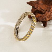 Retro Streetwear Color Block Stainless Steel Plating Inlay Diamond 18k Gold Plated Bangle main image 6