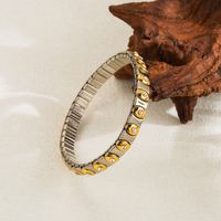 Retro Streetwear Color Block Stainless Steel Plating Inlay Diamond 18k Gold Plated Bangle main image 4