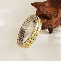 Retro Streetwear Color Block Stainless Steel Plating Inlay Diamond 18k Gold Plated Bangle main image 5