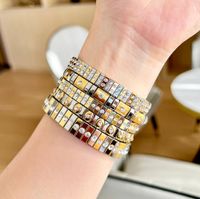 Retro Streetwear Color Block Stainless Steel Plating Inlay Diamond 18k Gold Plated Bangle main image 1