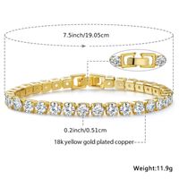 Classic Style Solid Color Copper Plating Inlay Zircon 18k Gold Plated Tennis Bracelet main image 2
